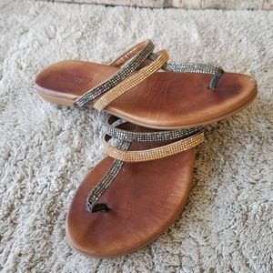 KENNITH COLE REACTION Rosegold/ Pewter Sparkle FlipFlops SANDALS (Womens 6)
